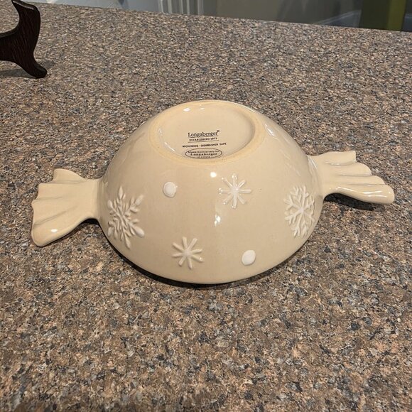 Longaberger Peppermint Twist Dip Bowl & Spreader Set‎ Christmas Candy Decor NIB - Picture 5 of 11